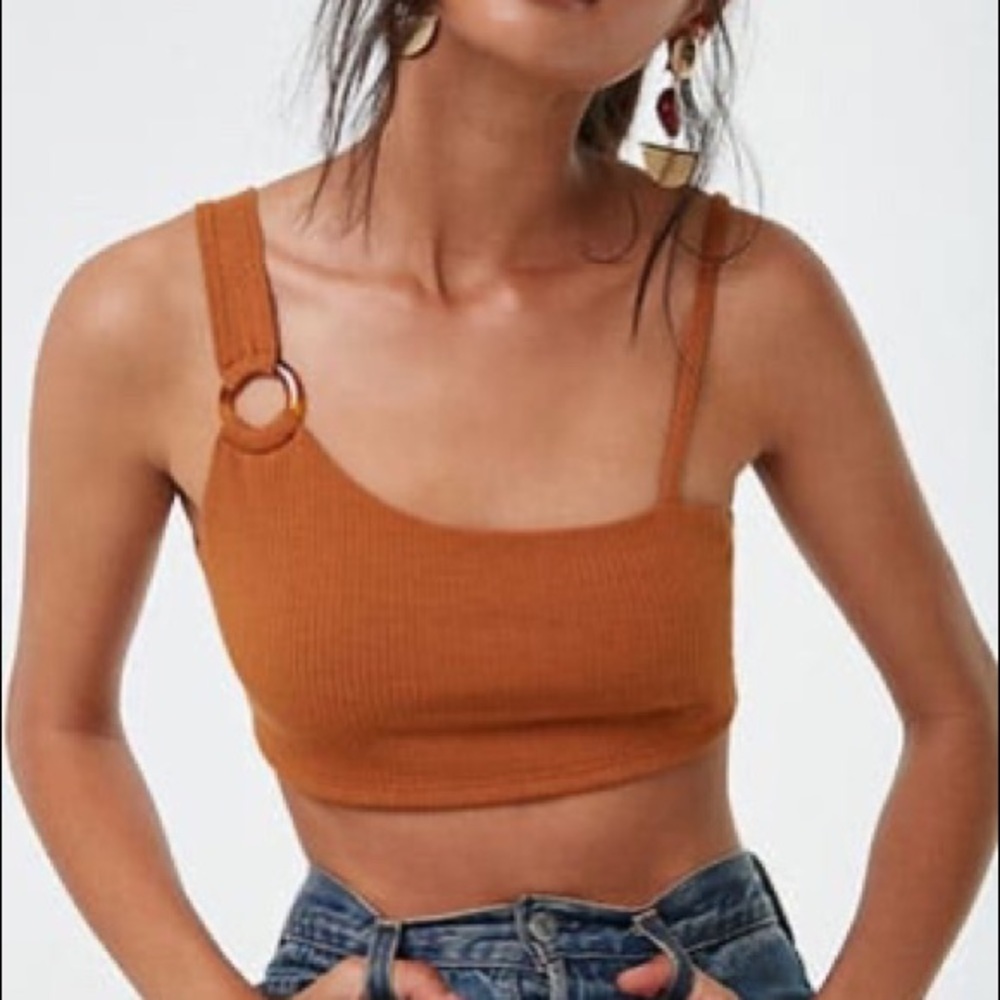 Burnt orange ribbed crop top